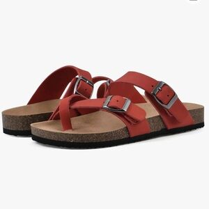 White Mountain Gracie Footbed Red Slide Sandals Women Size 7